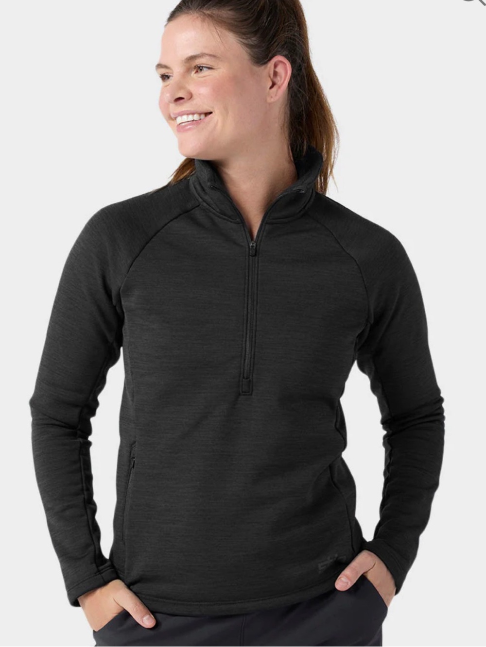 Stio Women’s Glide Power Stretch Abyss Heather Gray Zip Pullover Fleece Top L - Picture 1 of 10